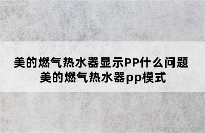 美的燃气热水器显示PP什么问题 美的燃气热水器pp模式